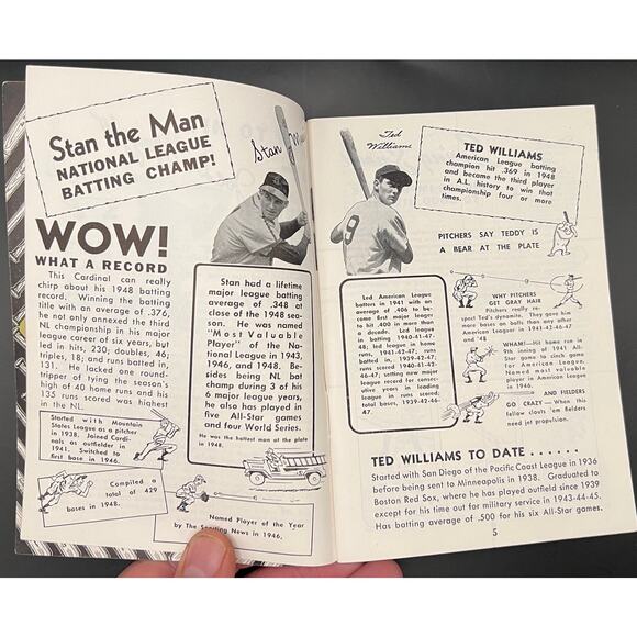 1949 Famous Slugger Year Book Booklet Stan Musial Ted Williams Joe DiMaggio MLB - Picture 2 of 6